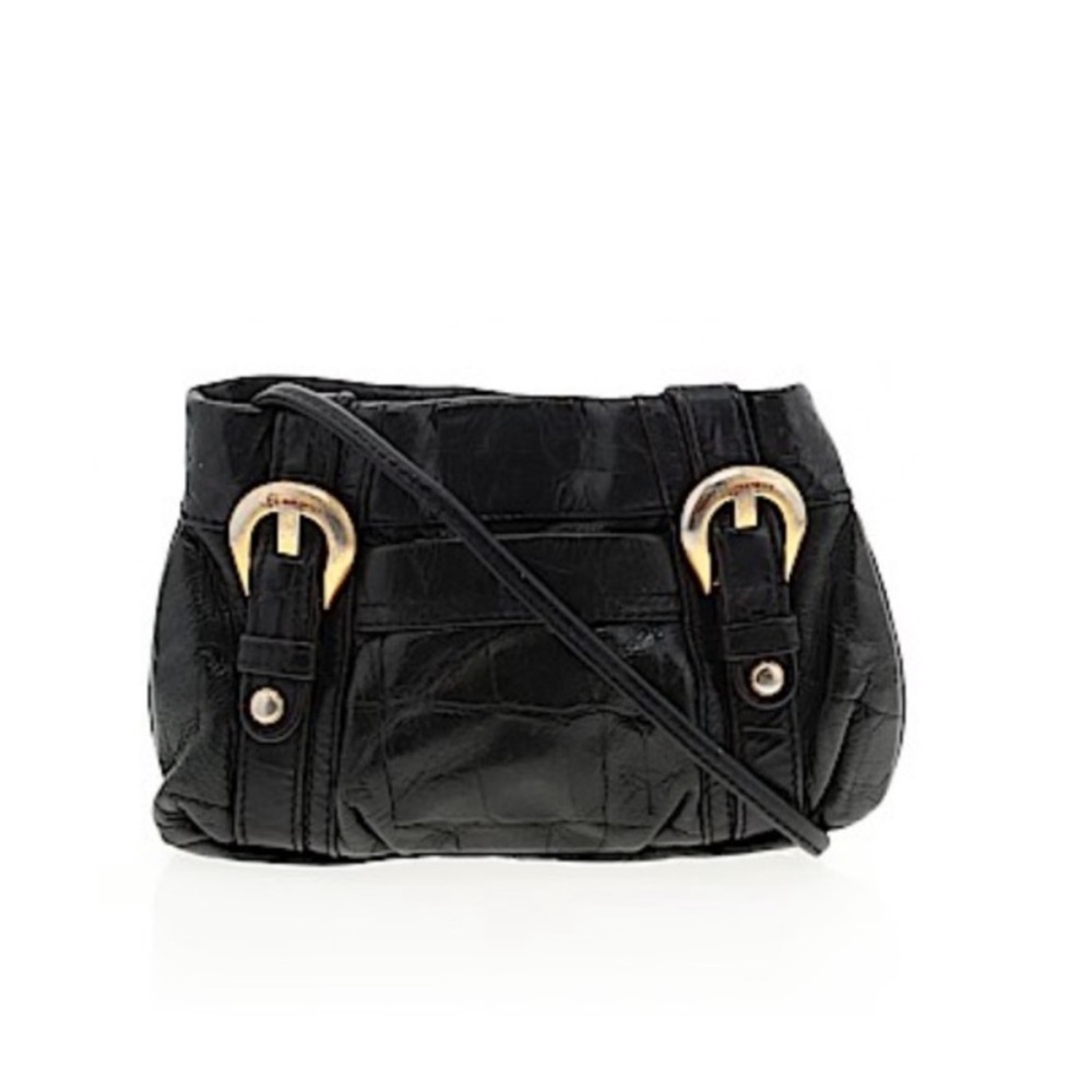B Makowsky Mini Black Leather Crossbody Women's Bag